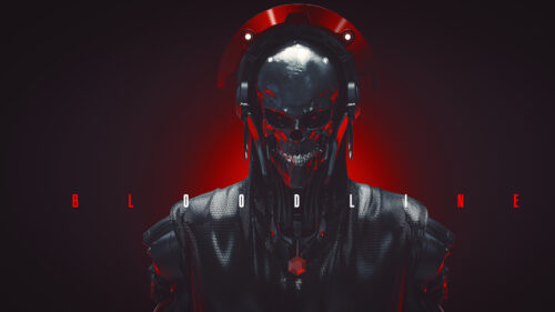 Futuristic Cybernetic Skull Portrait Desktop Wallpaper