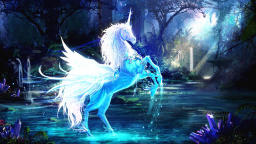 Majestic Crystal Pegasus Unicorn Fantasy Desktop Wallpaper