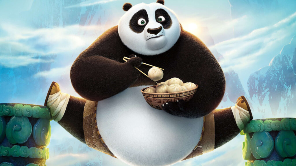 Po from Kung Fu Panda Eating Dumplings Desktop Wallpaper