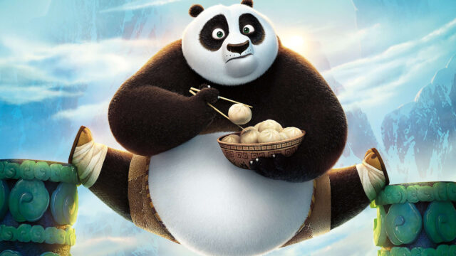 Po from Kung Fu Panda Eating Dumplings Desktop Wallpaper