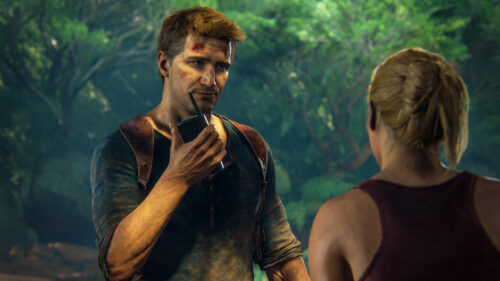 Nathan Drake Communicating in the Jungle PC Wallpaper