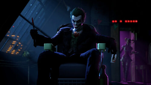 Sinister Joker Sitting in a Chair Desktop Wallpaper