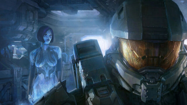 Master Chief and Cortana in Halo Concept Art Desktop Wallpaper