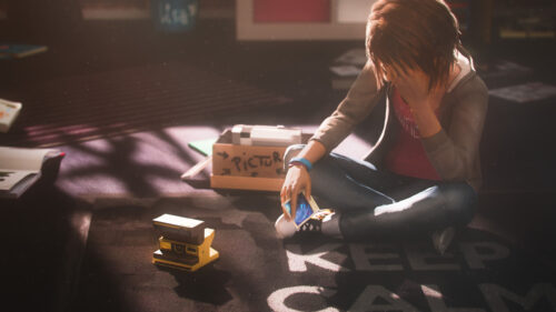 Sad Max Caulfield Sitting with Camera Desktop Wallpaper