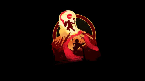 Minimalist Kratos and Atreus God of War Desktop Wallpaper