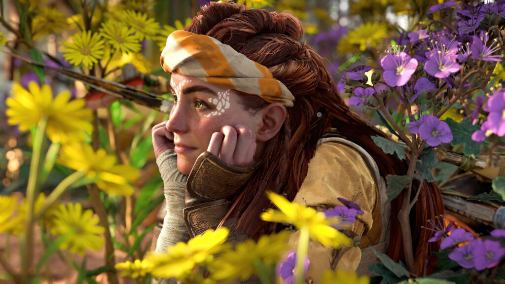 Aloy in a Floral Meadow 4K Wallpaper