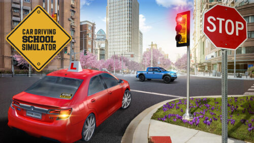 Car Driving School Simulator Realistic City Intersection 4K Wallpaper