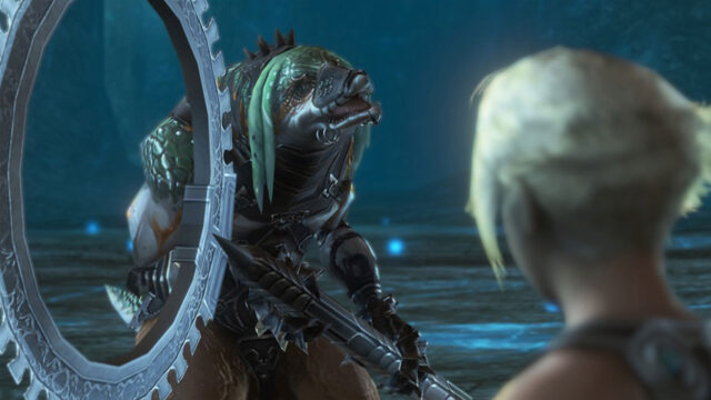 Fantasy Creature and Blonde Warrior Desktop Wallpaper