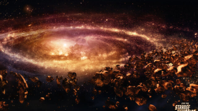 Cosmic Asteroid Field in Deep Space Desktop Wallpaper