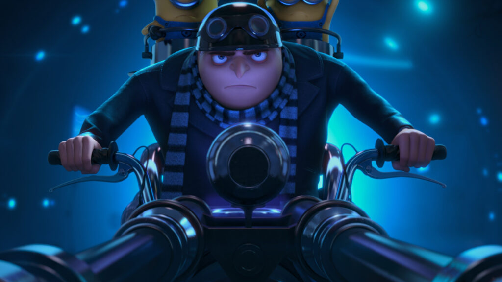Gru Riding a Motorcycle in Despicable Me Desktop Wallpaper