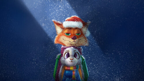 Zootopia Characters in Winter Festive Attire Desktop Wallpaper