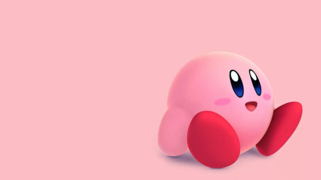 Minimalist Pink Kirby Character 4K Desktop Wallpaper