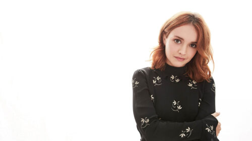 Olivia Cooke Black Floral Shirt Desktop Wallpaper