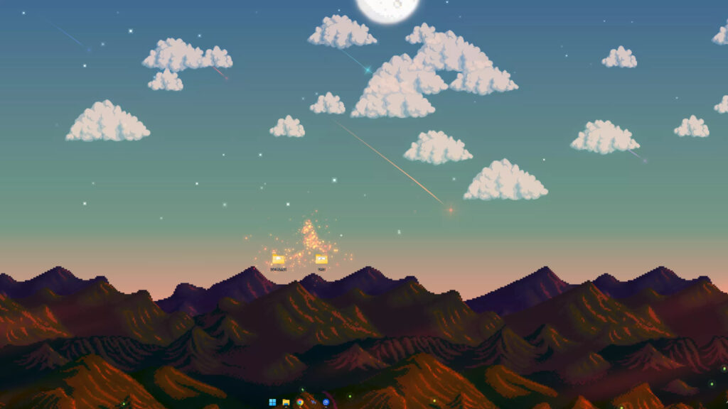 Pixel Art Mountain Sunset Desktop Wallpaper