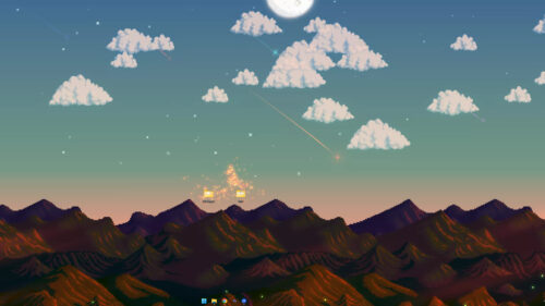 Pixel Art Mountain Sunset Desktop Wallpaper