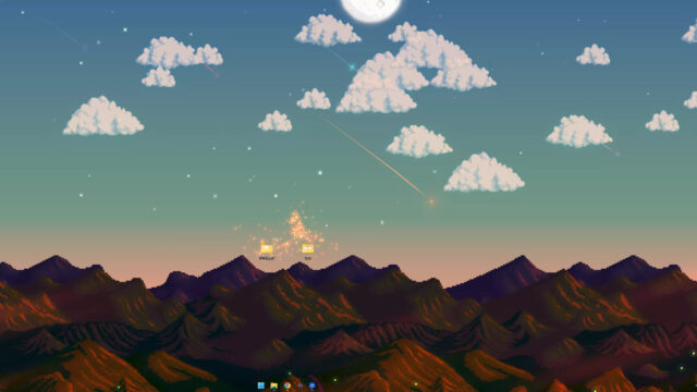 Pixel Art Mountain Sunset Desktop Wallpaper