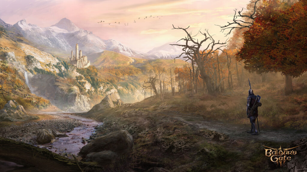 Fantasy Mountain Valley Knight Desktop Wallpaper