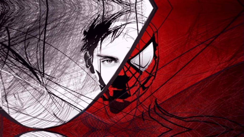 Spiderman Dual Personality Split Face Minimalist Desktop Wallpaper