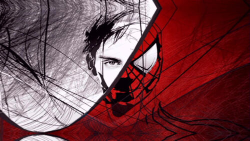 Spiderman Dual Personality Split Face Minimalist Desktop Wallpaper