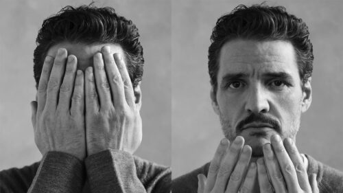 Pedro Pascal Portrait Dual Expression Desktop Wallpaper