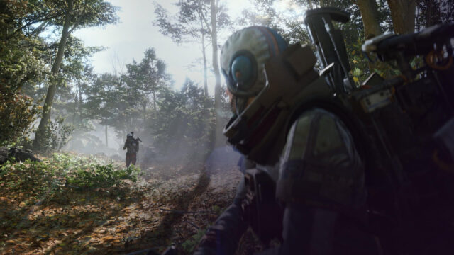 Futuristic Soldiers in Forest 4K Desktop Wallpaper