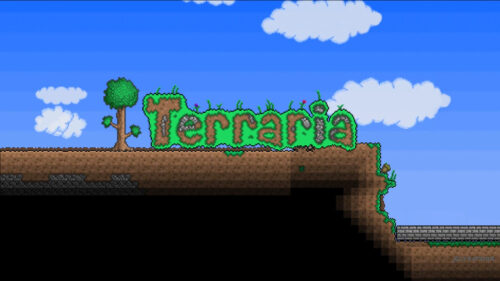 Terraria Themed Custom Terrain Pixel Art Desktop Wallpaper