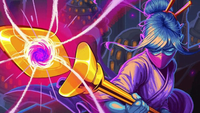 Cyberpunk Mage Energy Staff Combat 4K Wallpaper