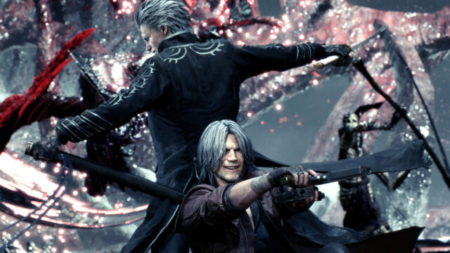 Vergil and Dante Back to Back Fight 4K Desktop Wallpaper