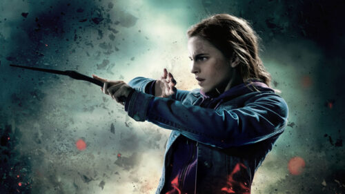 Emma Watson as Hermione Granger Action Pose Desktop Wallpaper