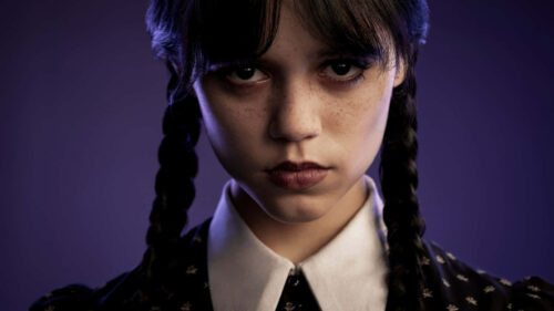 Jenna Ortega as Wednesday Addams Portrait Desktop Wallpaper