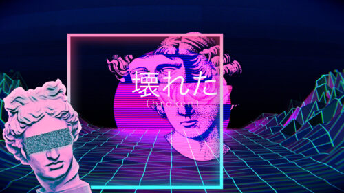 Aesthetic Glitch Vaporwave Greek Statue Desktop Wallpaper