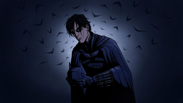Dark Batman Illustration Moody Anime Style Desktop Wallpaper