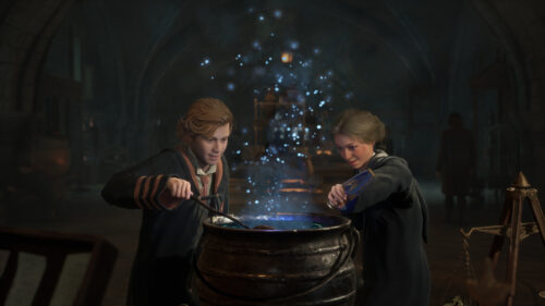Hogwarts Students Brewing Potion 4K Desktop Wallpaper