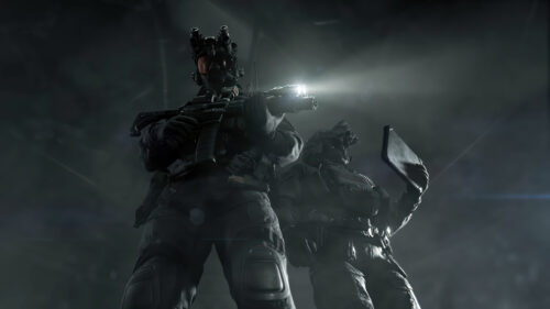 Tactical Special Forces Operatives in Dark Gear Desktop Wallpaper