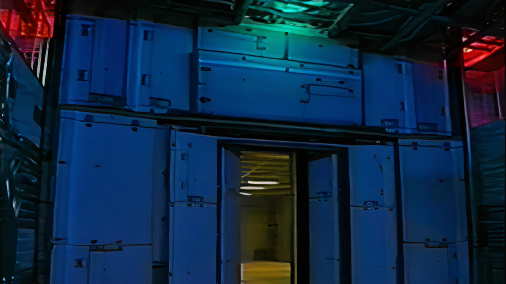 Liminal Blue Corridor Desktop Wallpaper