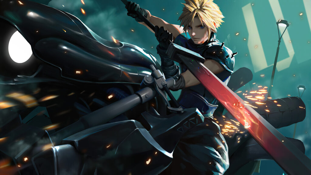 Cloud Strife Riding Hardy-Daytona 4K Desktop Wallpaper
