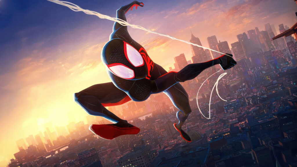 Miles Morales Spider-Man Mid-Air Action Desktop Wallpaper