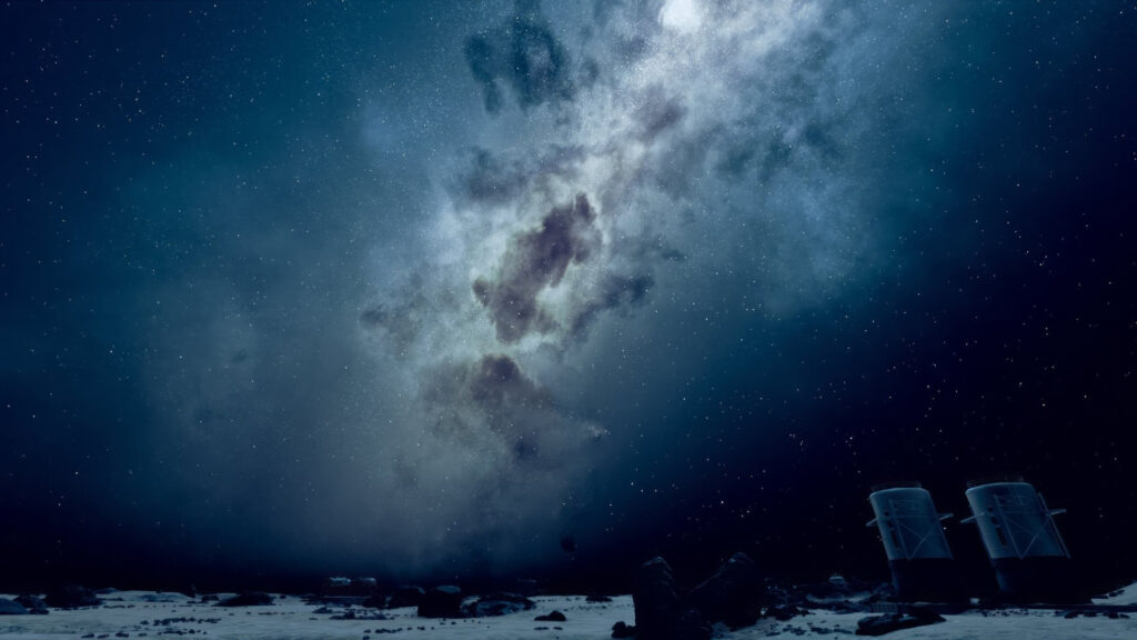Galactic Vista Above Alien Moonscape 4K Wallpaper