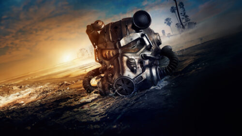 Post-Apocalyptic Fallout Power Armor Helmet 4K Desktop Wallpaper
