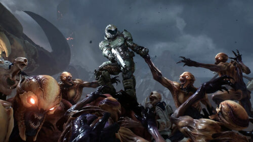 Doom Slayer vs Demon Horde Desktop Wallpaper