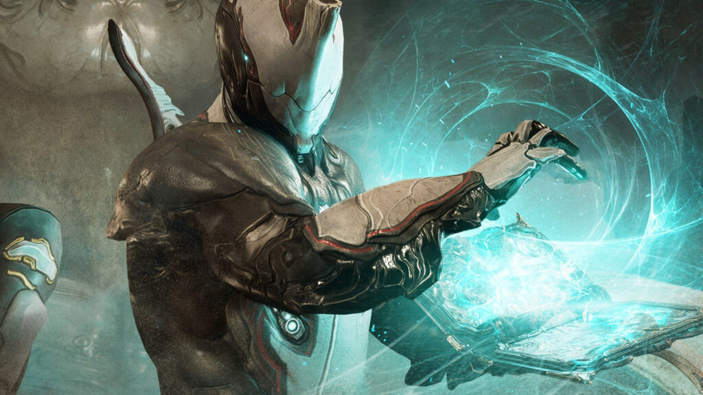 Excalibur Warframe With Glowing Grimoire 4K Wallpaper