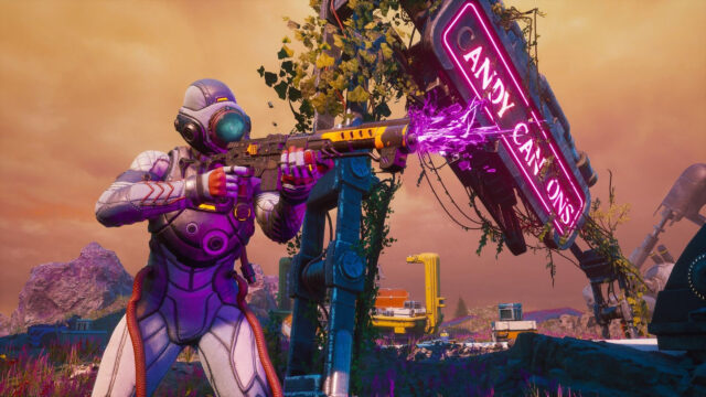 The Outer Worlds Sci-Fi Combat Character Desktop Wallpaper