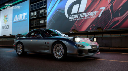 Mazda RX-7 Night City Driving Desktop Wallpaper