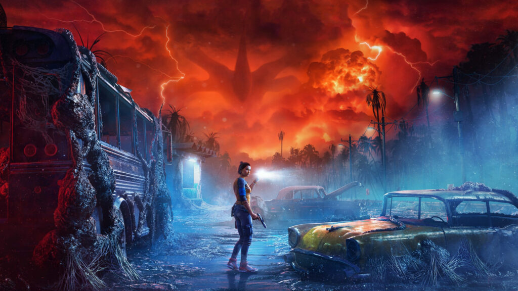 Apocalyptic Survivor Girl in Stormy Landscape 4K Wallpaper