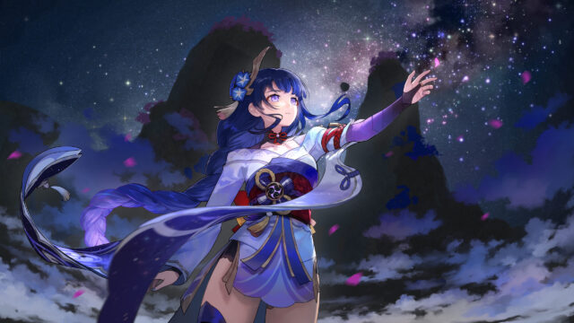 Raiden Shogun Reaching for the Stars Desktop Wallpaper