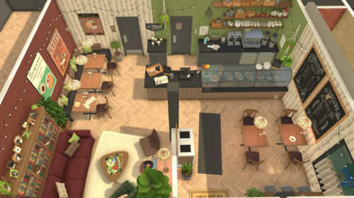 Cozy Modern Coffee Shop Interior Desktop Wallpaper