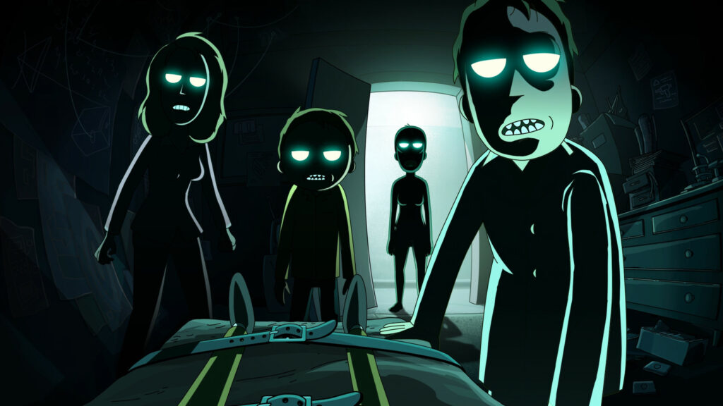 Eerie Glowing Figures in a Dark Room 4K Desktop Wallpaper