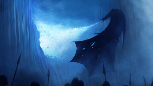 Ice Dragon Breaths Fire Over An Army Desktop Wallpaper