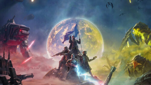 Helldivers Soldiers Battling Alien Forces Desktop Wallpaper