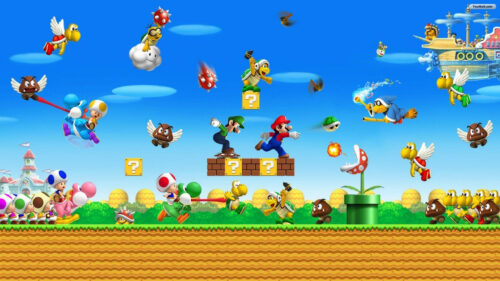 Super Mario Bros. Characters Action Scene PC Wallpaper